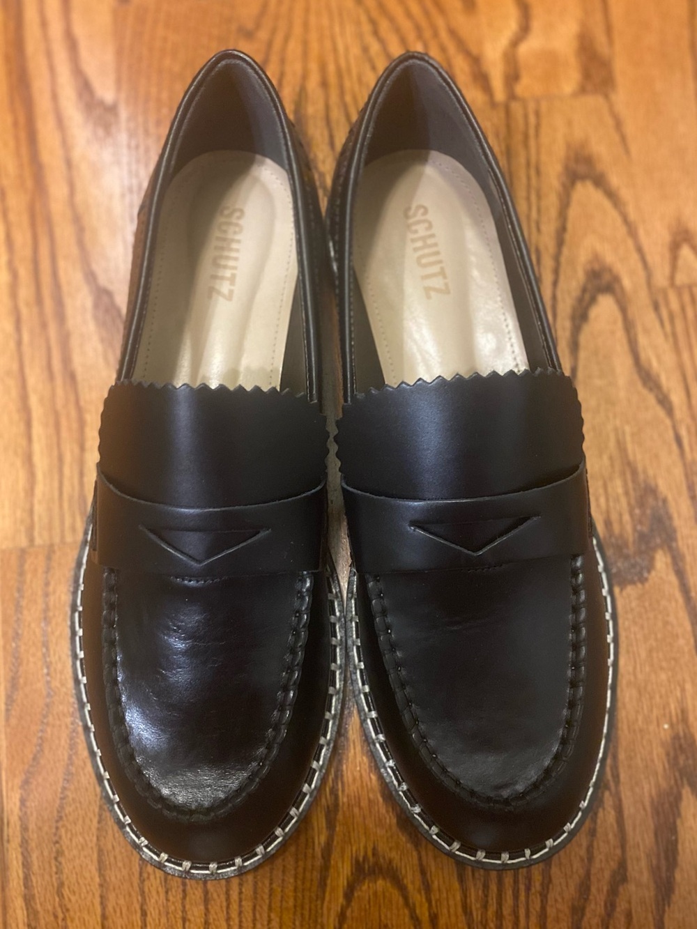 NWT Schutz Women’s Black Christie Leather Penny Loafers Size 10B
